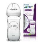 AVENT BIBERON NATURAL EN VERRE TÉTINE À DÉBIT LENT 1M+ 240ML