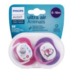 AVENT ULTRA AIR ANIMALS SUCETTE ORTHODONTIQUE 6-18M FILLE 2U