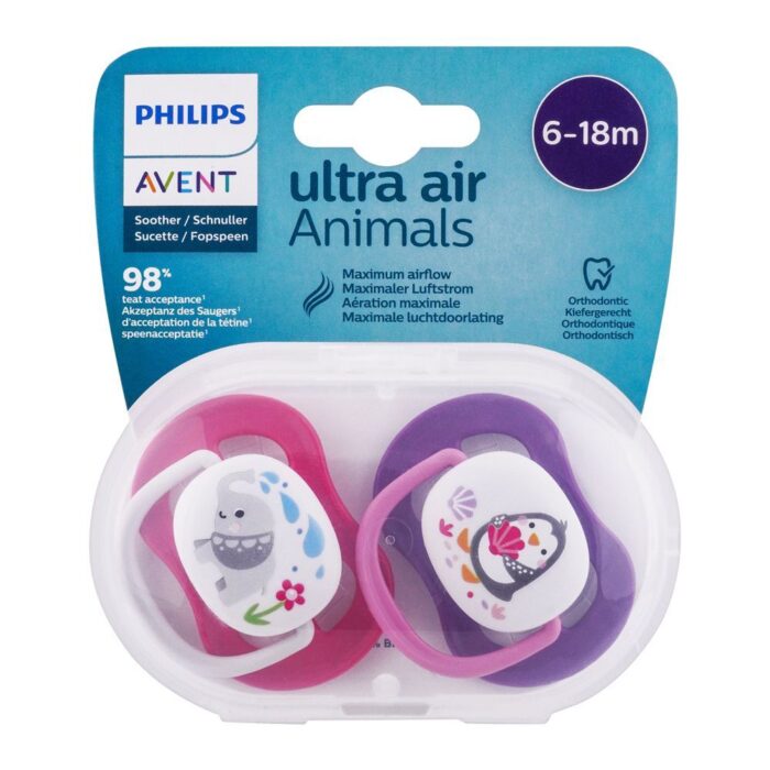 AVENT ULTRA AIR HAPPY SUCETTE ORTHODONTIQUE 6-18M FILLE 2U AVENT ULTRA AIR HAPPY SUCETTE ORTHODONTIQUE 6-18M FILLE 2U
