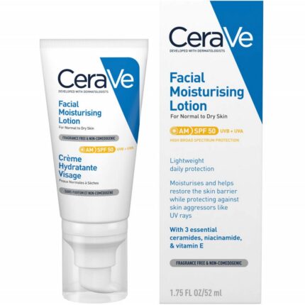 CERAVE CRÈME HYDRATANTE VISAGE SPF50 PEAUX NORMALES À SÈCHES 52ML