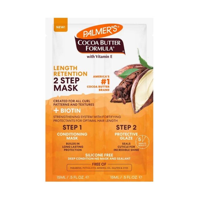 PALMER'S COCOA BUTTER MASQUE CHEVEUX EN 2 ÉTAPES CACAO ET BIOTINE 2x15ML