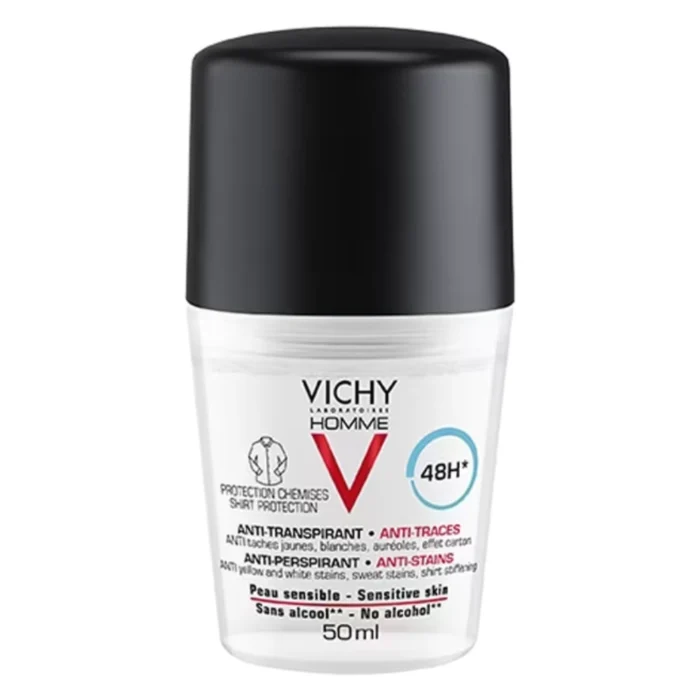 vichy homme déodorant anti-transpirant anti-traces 48h roll-on 50ml – Image 1